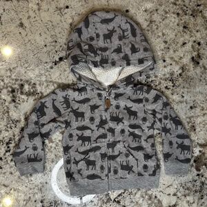 *GENTLY WORN* Carter's 18 M Animal Print Fleece Zip-Up Hoodie